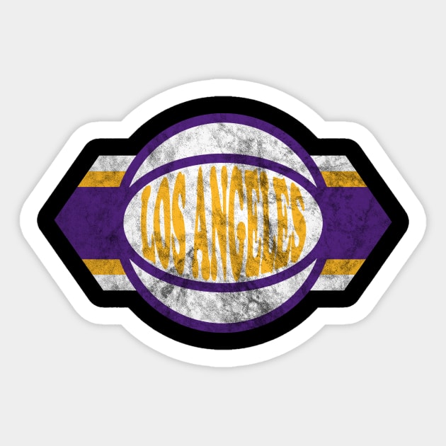 Los Angeles Basketball retro and distressed ball and stripe Sticker by MulletHappens